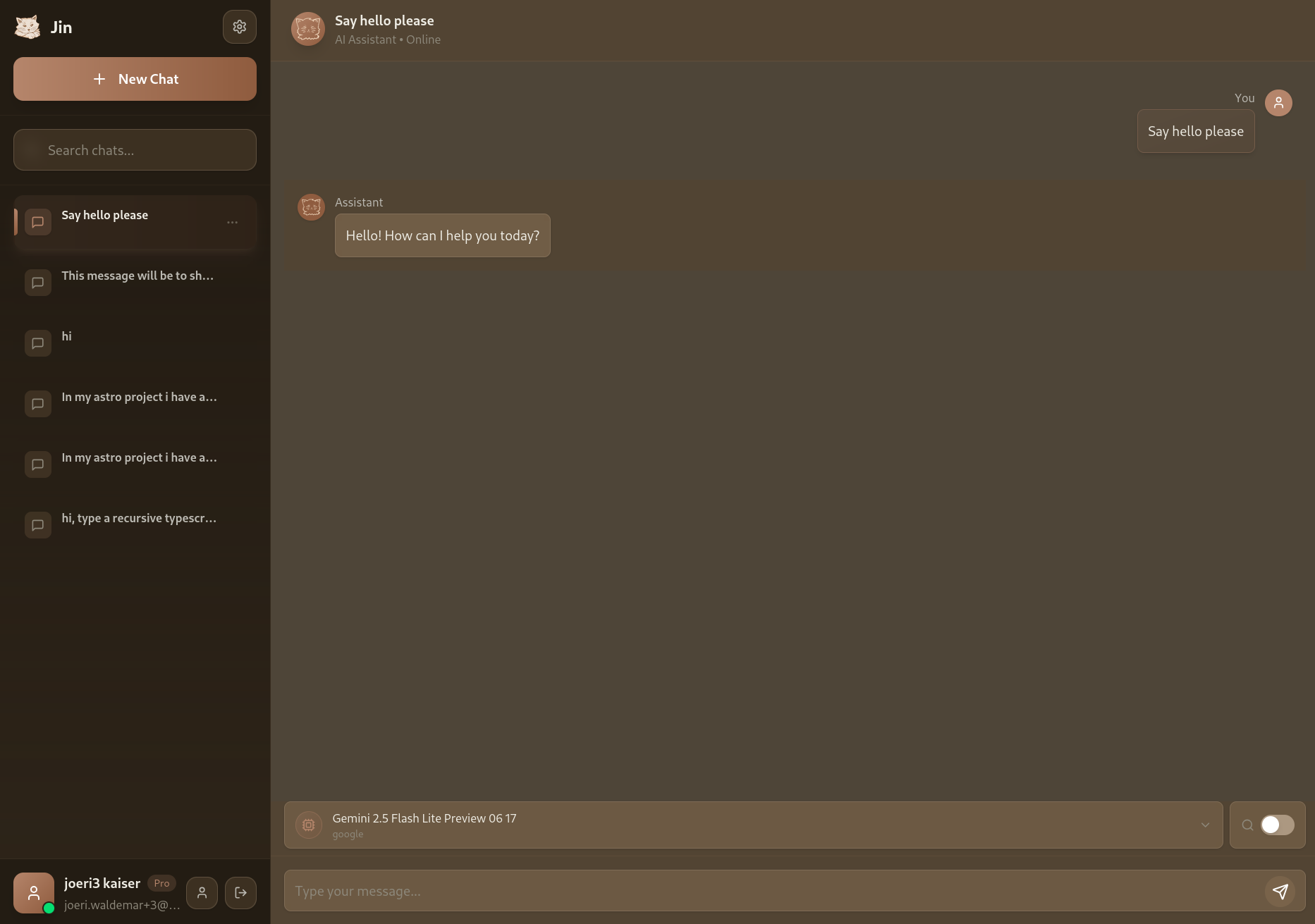 Jin Chat Interface